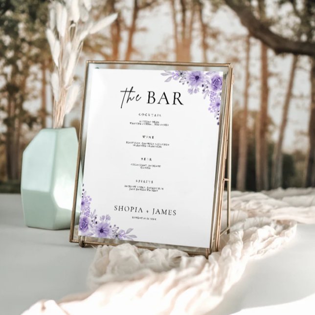 Purple Wedding Bar Menu Sign Template (Purple Wedding Bar Menu Sign Template)