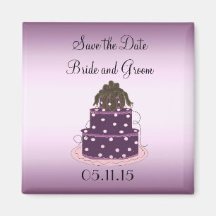 Purple Wedding Cake Save the Date Magnet