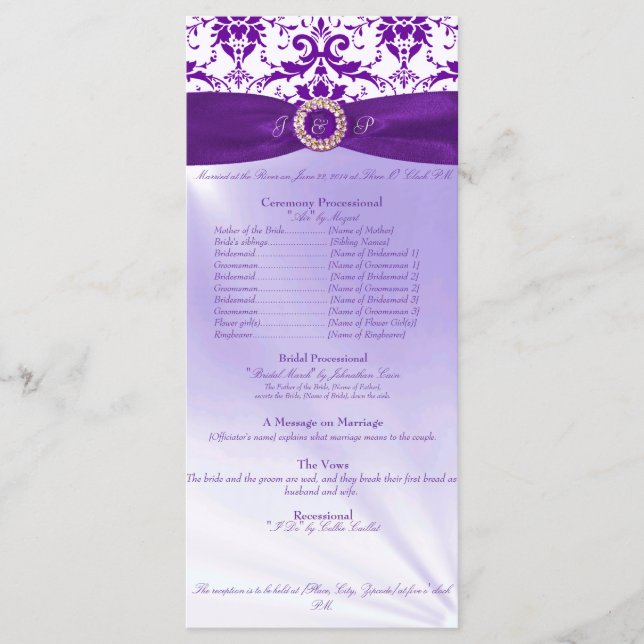 Purple Wedding Ceremony Program Programme (Front)