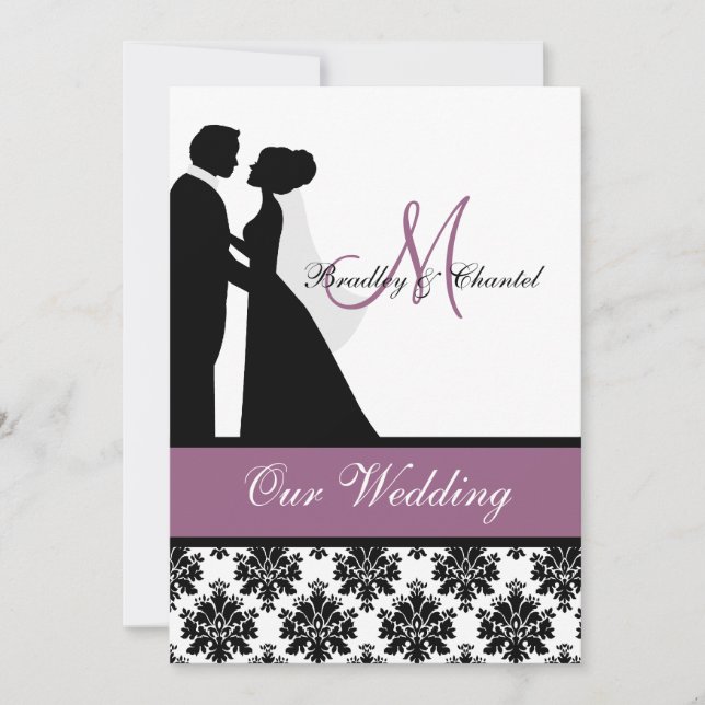 Purple Wedding Couple Wedding Invitation (Front)