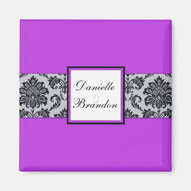 Purple Wedding Damask Magnet (Front)