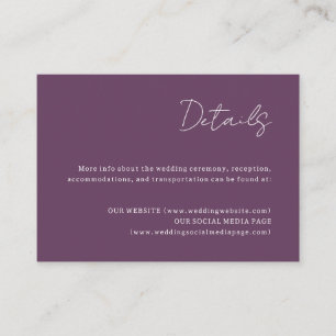 Purple Wedding Details Enclosure Card