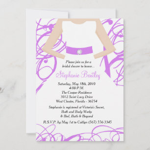 Purple Wedding Dress Bridal Shower Invitation