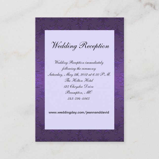 Purple Wedding Enclosure Card (Front)
