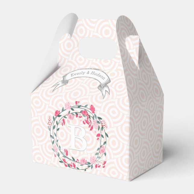 Purple Wedding Favour Box Photos Monogram Names (Front Side)