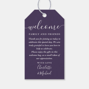 Purple Wedding Favour Welcome Basket Bag Gift Tags
