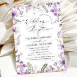 Purple Wedding Floral Wedding Reception  Invitation<br><div class="desc">This elegant Wedding Reception Invitation from our Lavender Pressed Floral collections features purple watercolor florals with delicate greenery vines,  paired with a modern script font. Perfect for any season. To make advance changes,  select Personalise -> Edit using Design tool.</div>