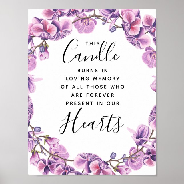 purple wedding flower Memory candle sign wedding (Front)