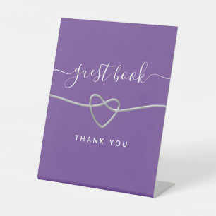 Purple Wedding Guest Book Pedestal Sign