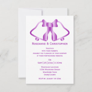 Purple Wedding Invitation Bells And Ribbon
