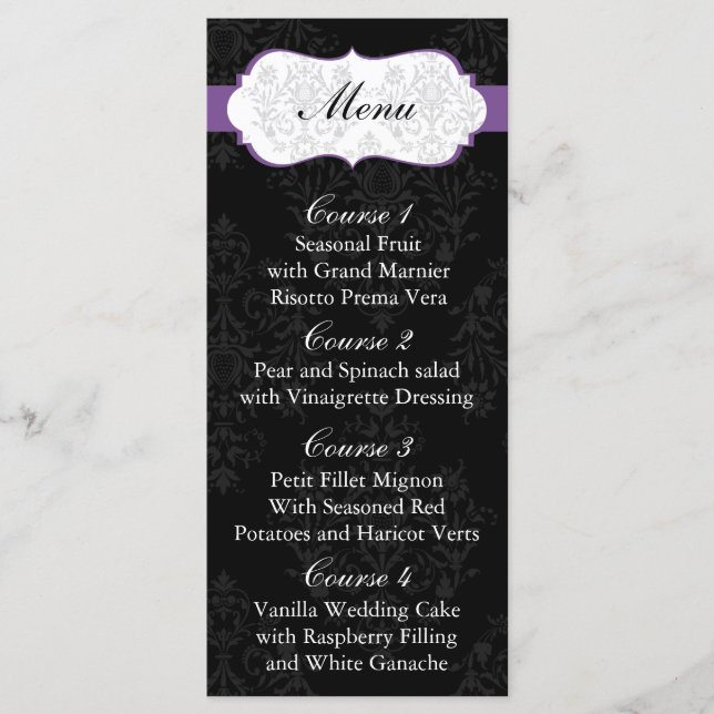 purple  Wedding menu (Front)