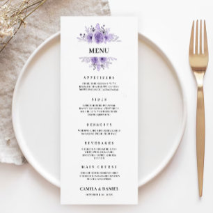 Purple Wedding Menu Cards Template