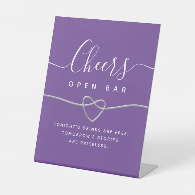 Purple Wedding Open Bar Sign (Front)