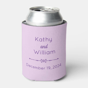 Purple Wedding Party Favour Names and Date  Can Cooler