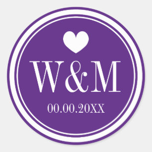 Purple wedding party favour seals and stickers
