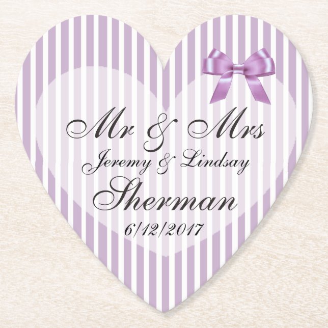 Purple Wedding Personalised Custom Paper Coaster (Front)