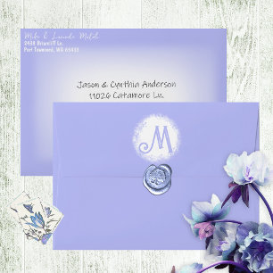 Purple Wedding Pre-addressed 5x7 Monogram Seal Envelope