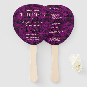 Purple Wedding Program Hand Fan