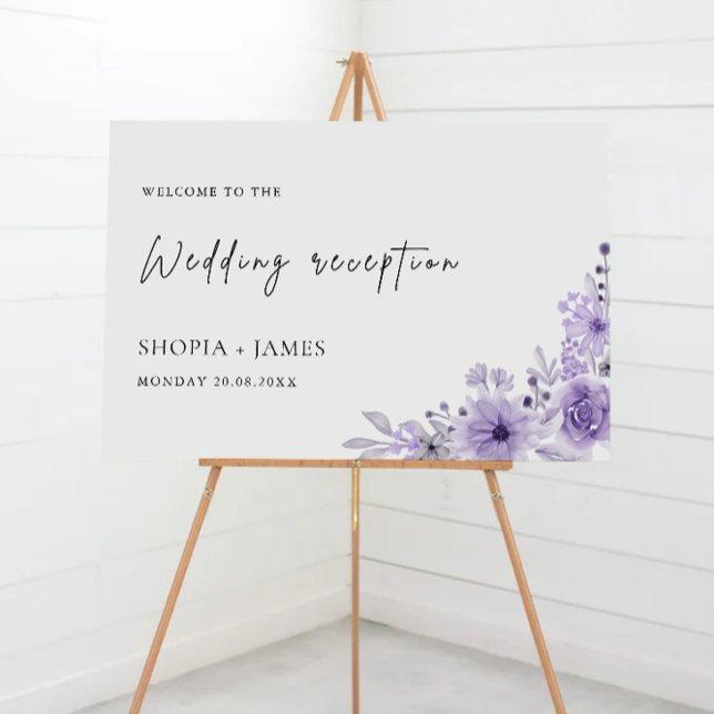 Purple Wedding Reception Welcome Sign  (Purple Wedding Reception Welcome Sign)
