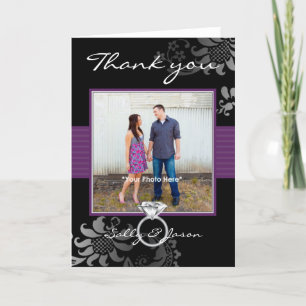 Purple Wedding Ring Photo Thank You Card
