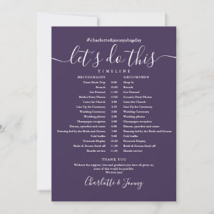 Purple Wedding Schedule Timeline Card