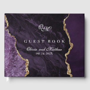 Purple Wedding Scrip Agate Luxury Violet Guest Book