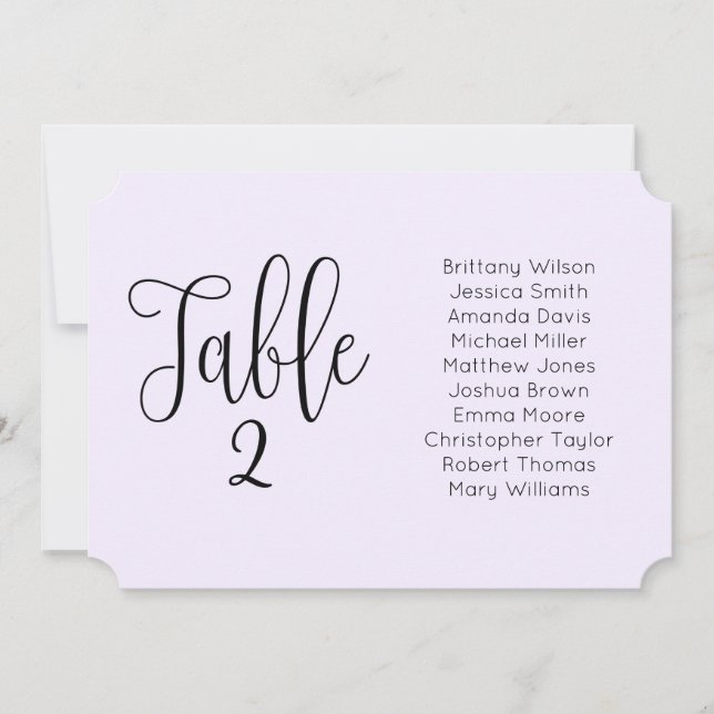 Purple wedding seating chart. Landscape modern Invitation (Front)