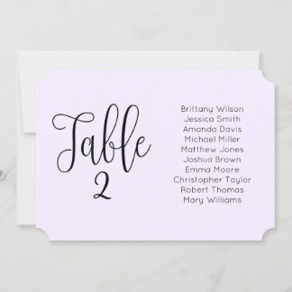Purple wedding seating chart. Landscape modern Invitation