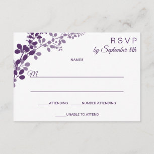 Purple Wedding Small RSVP / Reply Postcard   Vines