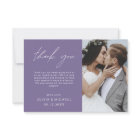 Purple Wedding Thank You Photo Minimalist Card