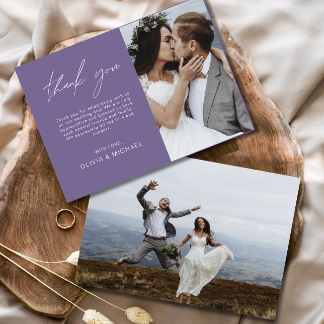 Purple Wedding Thank You Photo Simple Card (Creator Uploaded)