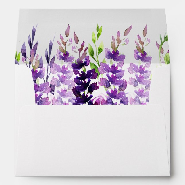 Purple Wedding Watercolor Lavender Envelopes (Back (Bottom))