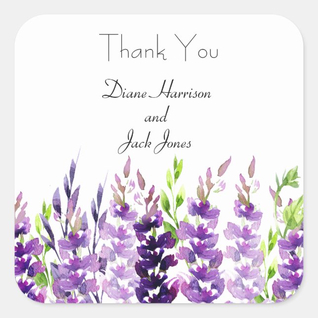 Purple Wedding Watercolor Lavender Stickers (Front)