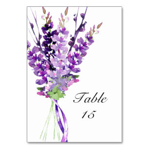 Purple Wedding Watercolor Lavender Table Numbers