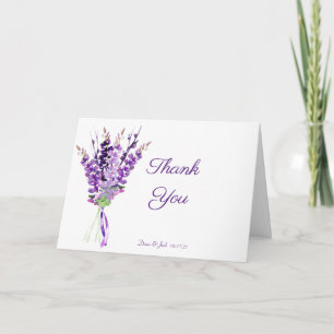 Purple Wedding Watercolor Lavender Thank You Card