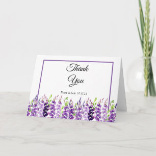 Purple Wedding Watercolor Lavender Thank You Cards