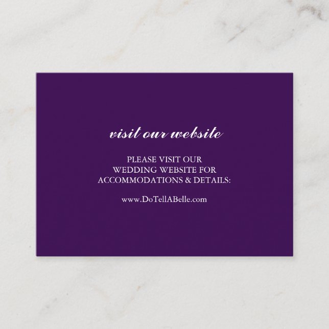 Purple Wedding Website Insert Card Simple (Front)