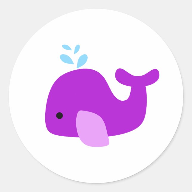 Purple Whale Classic Round Sticker (Front)