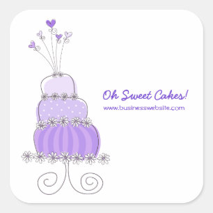 Purple Whimsical Chic Wedding Cake Sticker