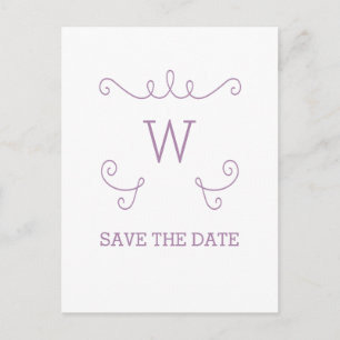 Purple Whimsical Flourish Save the Date Postcard