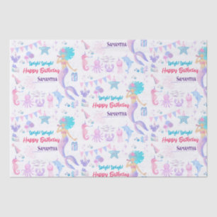 Purple Whimsical Mermaid Under The Sea Birthday Tissue Paper