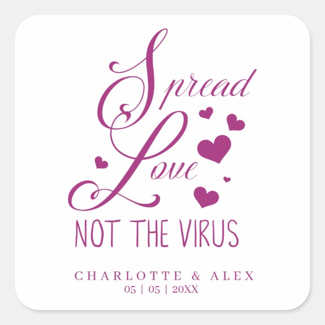 Purple Whimsical Motivational Quote Covid Wedding Square Sticker (Front)