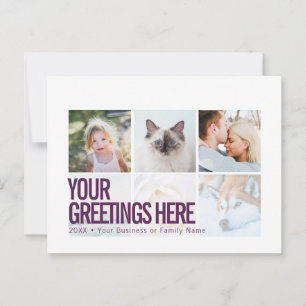 Purple White 6 photos Modern Universal Greetings Postcard