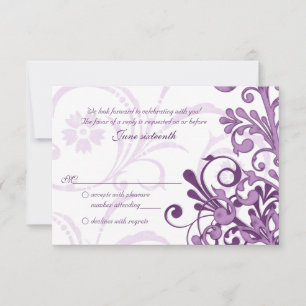 Purple White Abstract Floral Small Reply Card