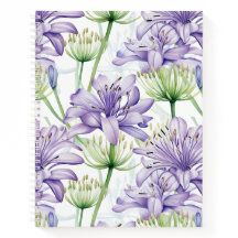 Purple & White Agapanthus Floral Spiral Notebook