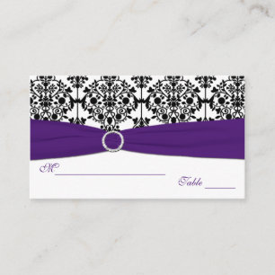 Purple, White and Black Damask Placecards