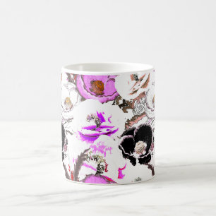 Purple, white and black flowers. coffee mug