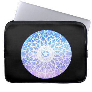 Purple,White And Blue Space Floral Mandala Laptop Sleeve