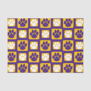 Purple, White and Gold Repeating Pawprint  Tissue Paper