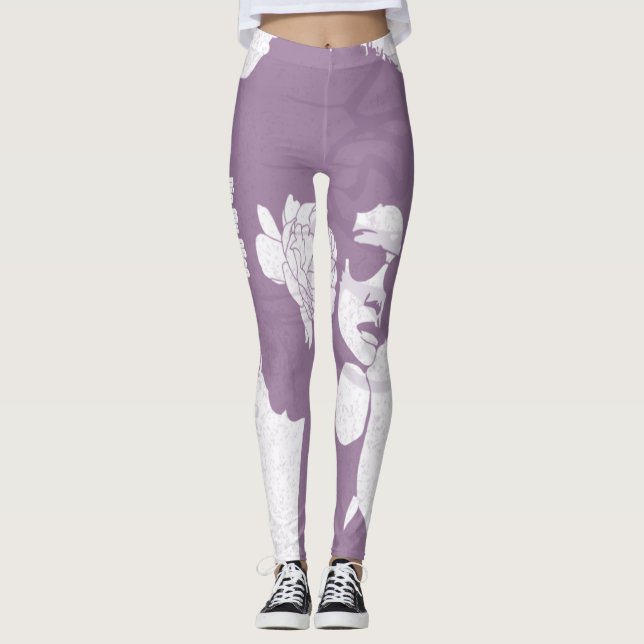 Purple, white and graffiti afro leggings (Front)